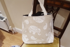 Elephant tote bag with drawstring closure